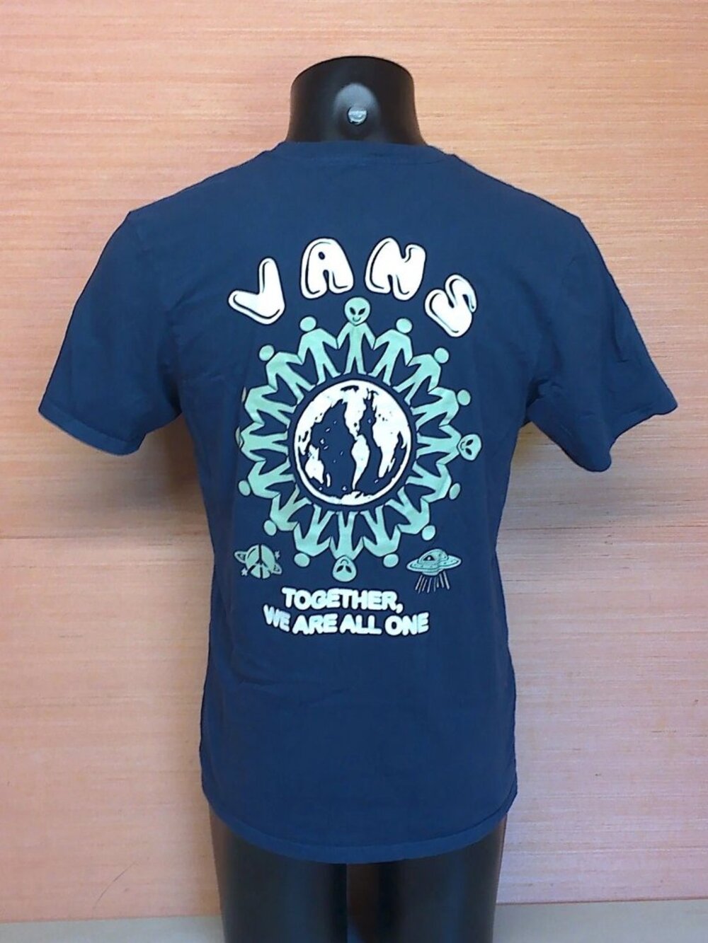 Vans Together We Are All One Peace Alien Blue T-Shirt Adult Slim Fit Size Large